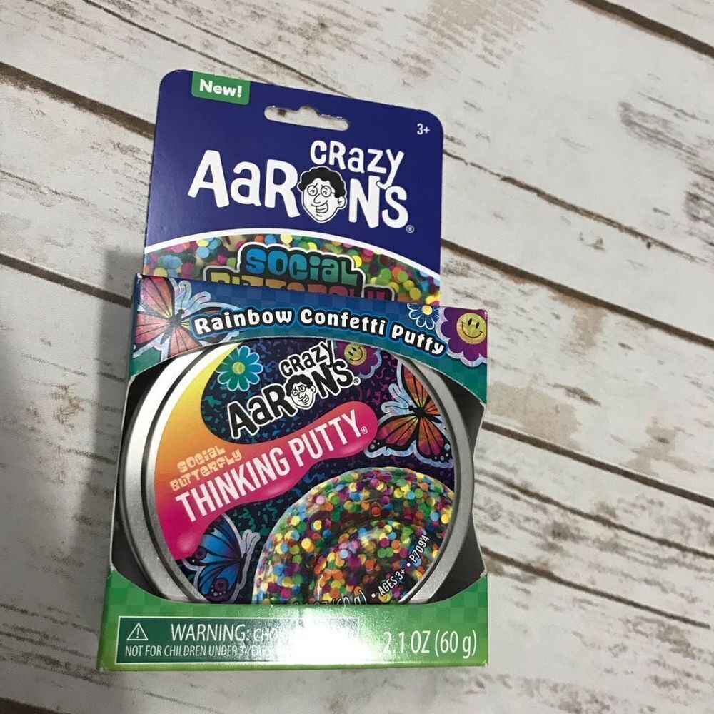 Crazy Aaron’s Thinking‎ Putty Social Butterfly rainbow confetti putty